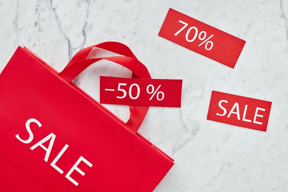 Shopping discount cards with percentage signs